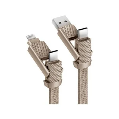 Charging Cable Gocharge Alucable, 4 In 1 Aluminium Pd Fast Charge 1M Bazic - Gold